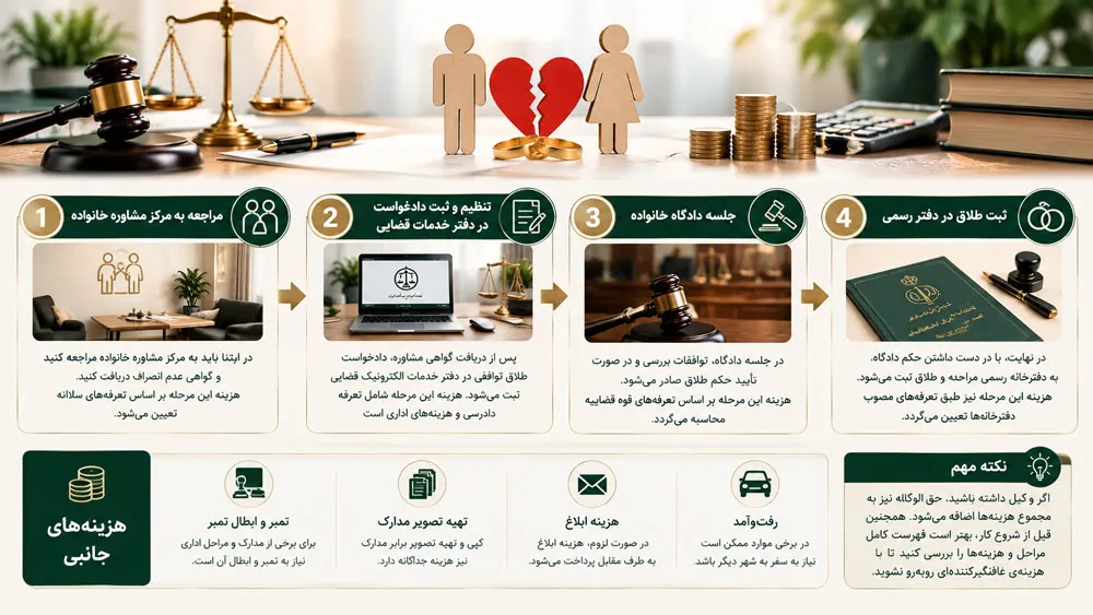 ریز هزینههای طلاق توافقی