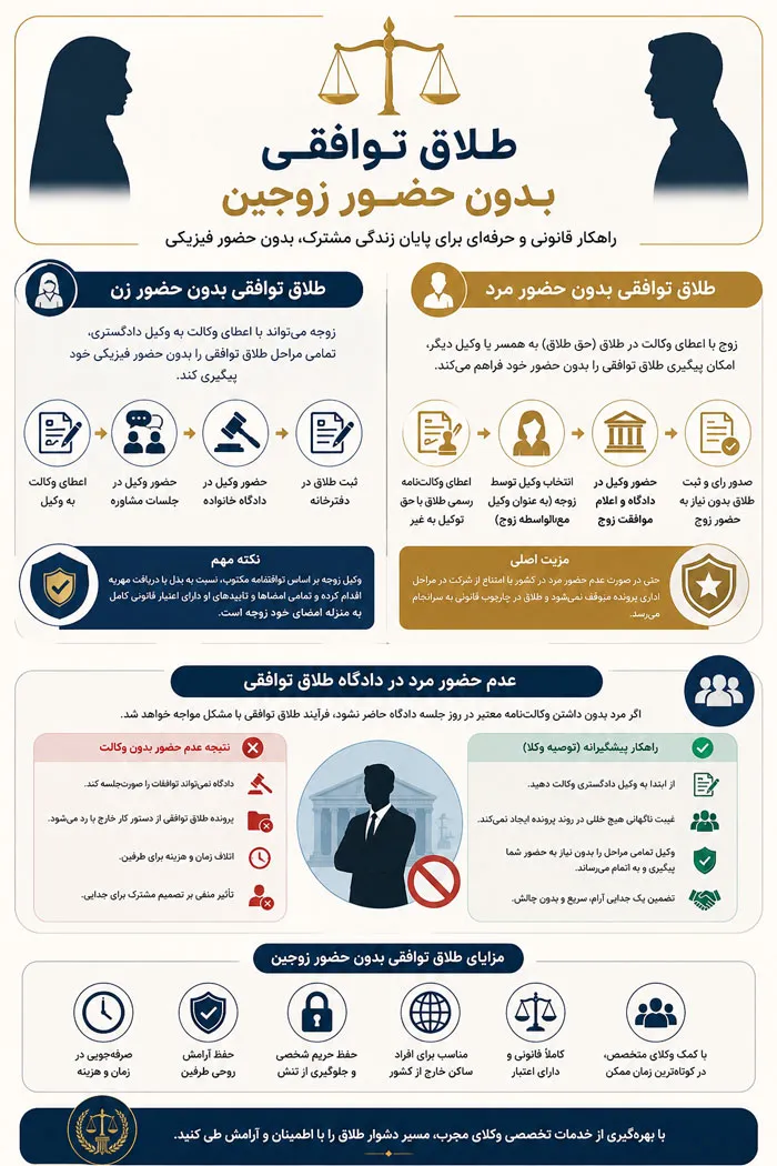 طلاق توافقی بدون حضور زوجه