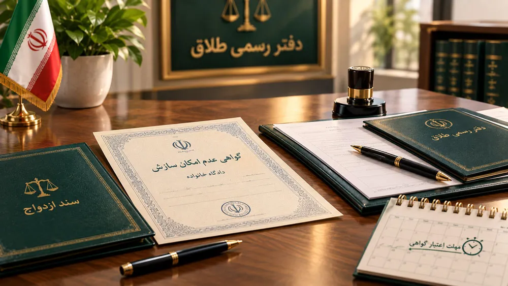 ثبت طلاق در دفتر رسمی پس از دریافت گواهی عدم امکان سازش