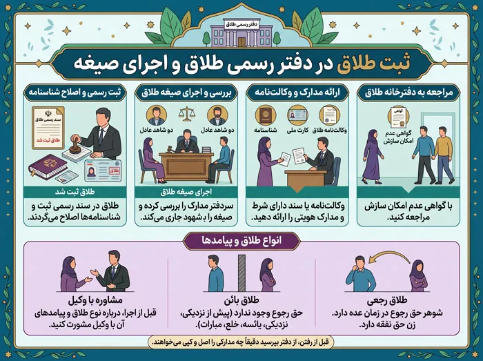 ثبت طلاق در دفتر رسمی طلاق و اجرای صیغه طلاق